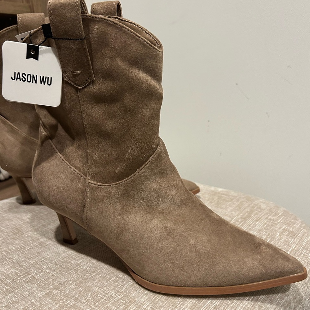 Jason Wu Women's Western Brown Suede Heeled Boots - Picture 2 of 6